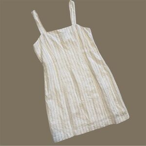 Club Monaco Linen-Blend Cream&Grey Pinstripe Square Neck Sundress Size 8